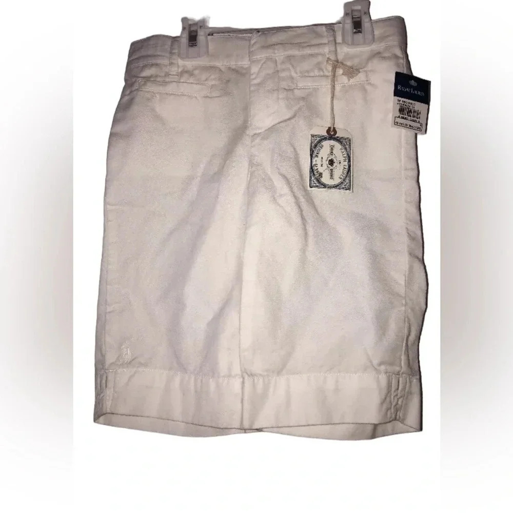RALPH LAUREN GIRLS WHITE BERMUDA SHORTS SIZE 5 NWT